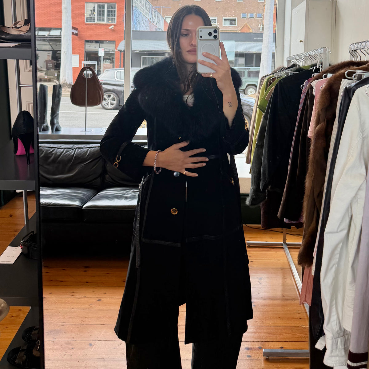 Vintage Suede Fur Lined Trench