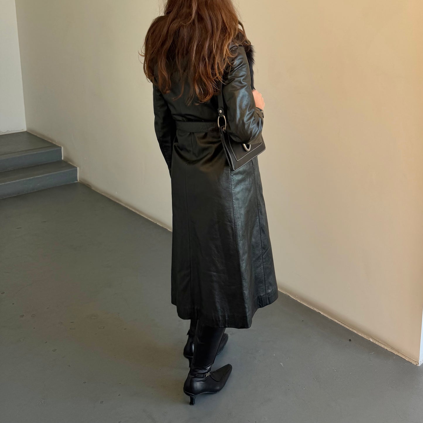 Vintage Leather Fur Lined Trench
