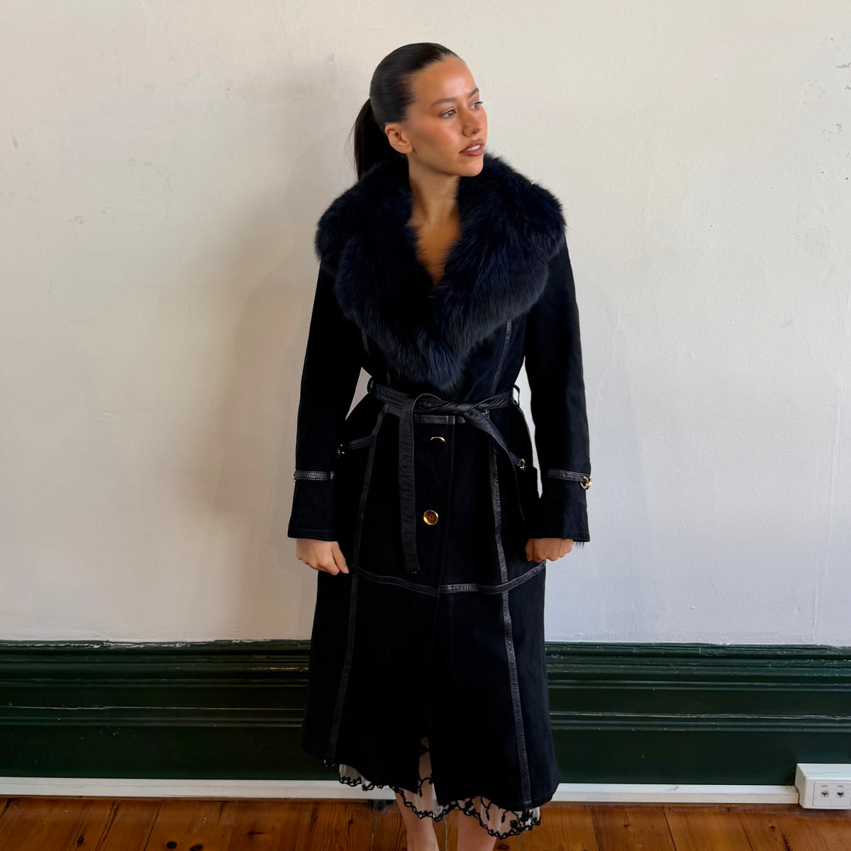 Vintage Suede Fur Lined Trench