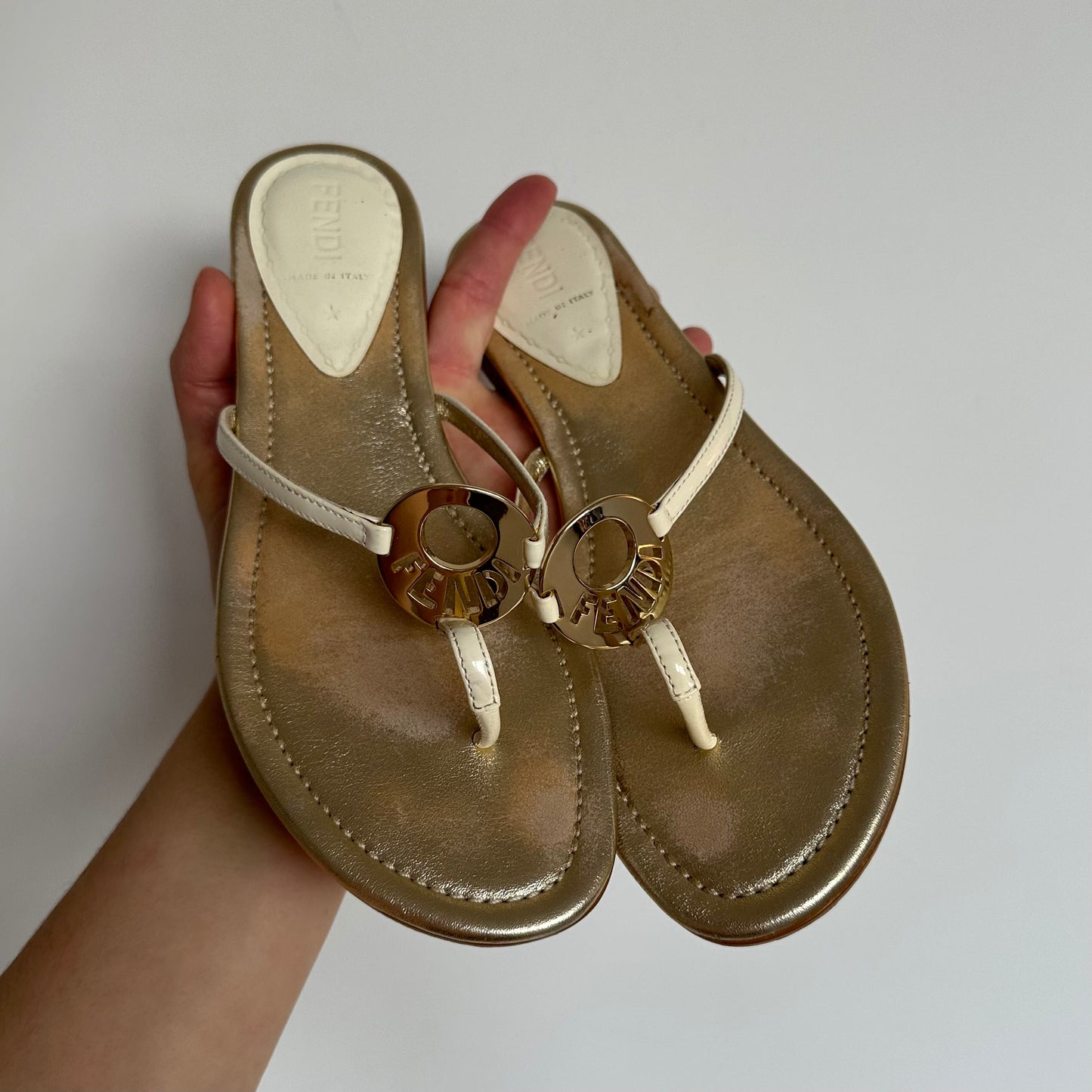 Fendi Metallic Flip Flops (38)