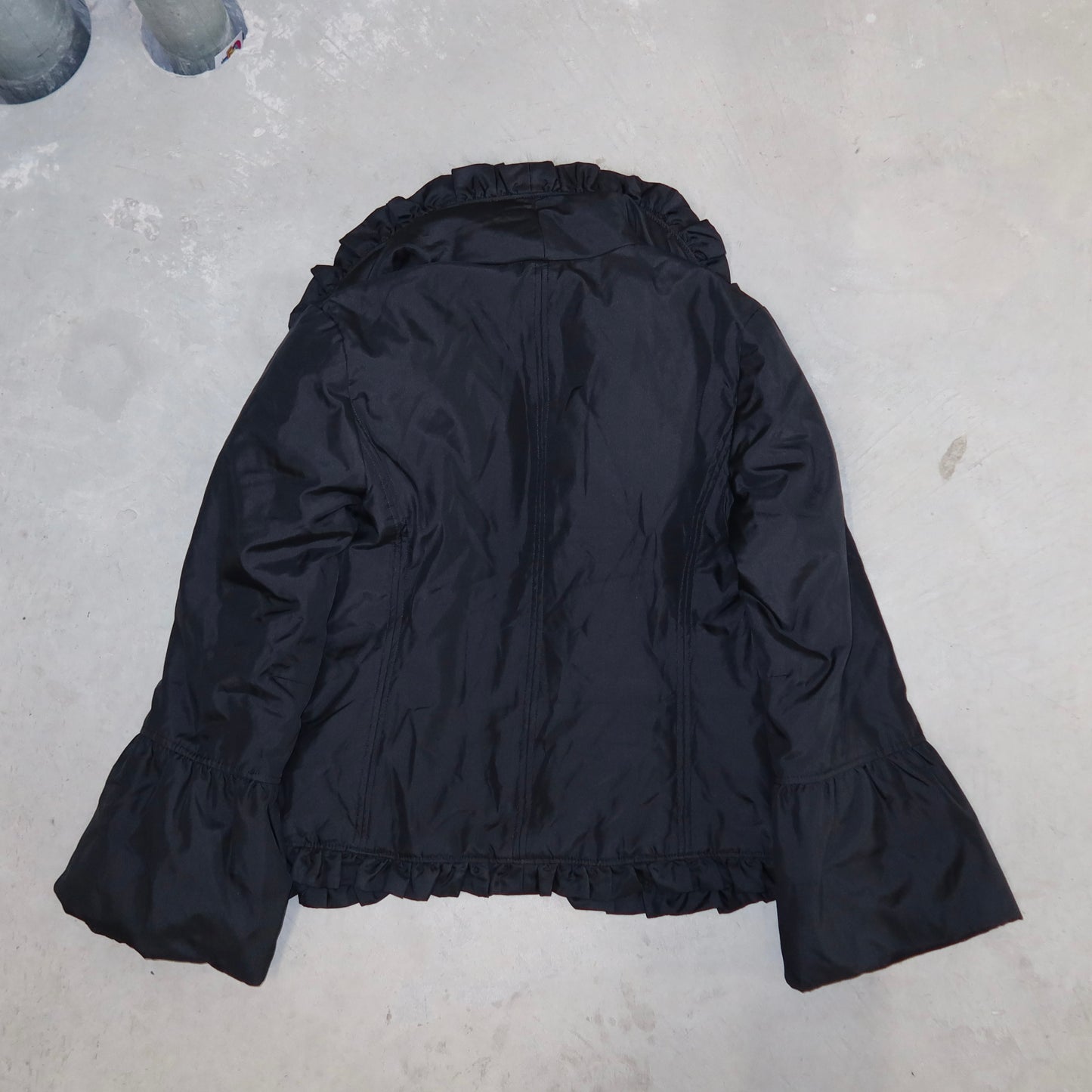 Balmain Navy Nylon and Fur Coat