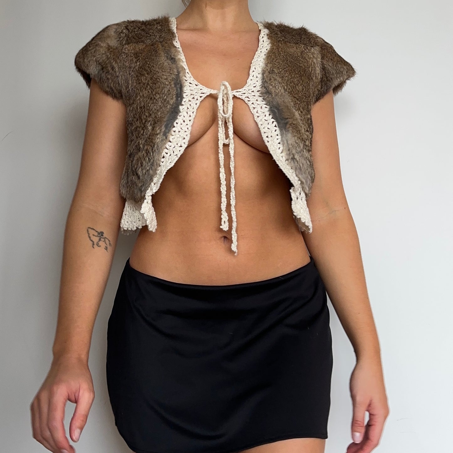 Vintage Real Fur Bolero with Crotchet Lining