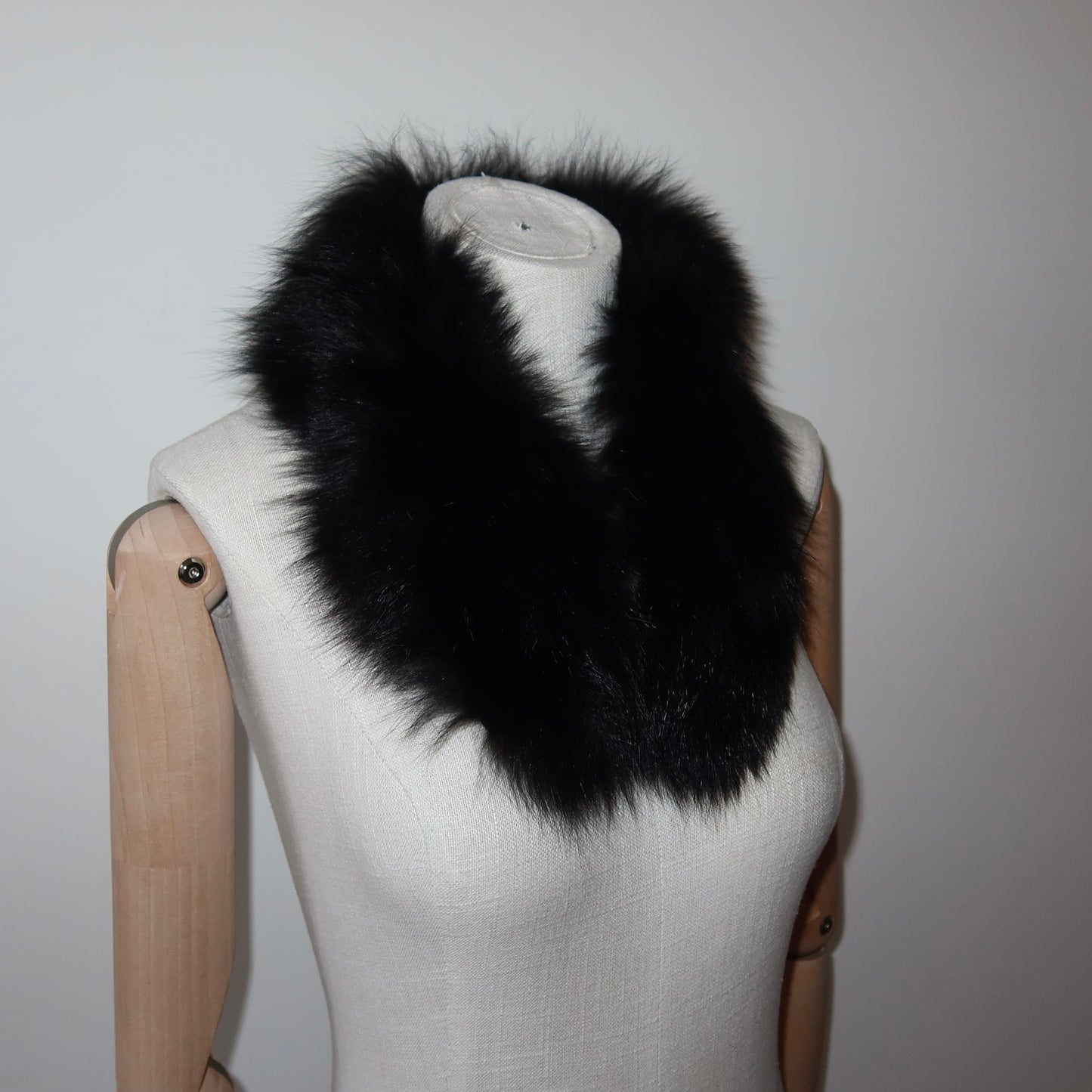 Vintage Black Short Real Fur Collar