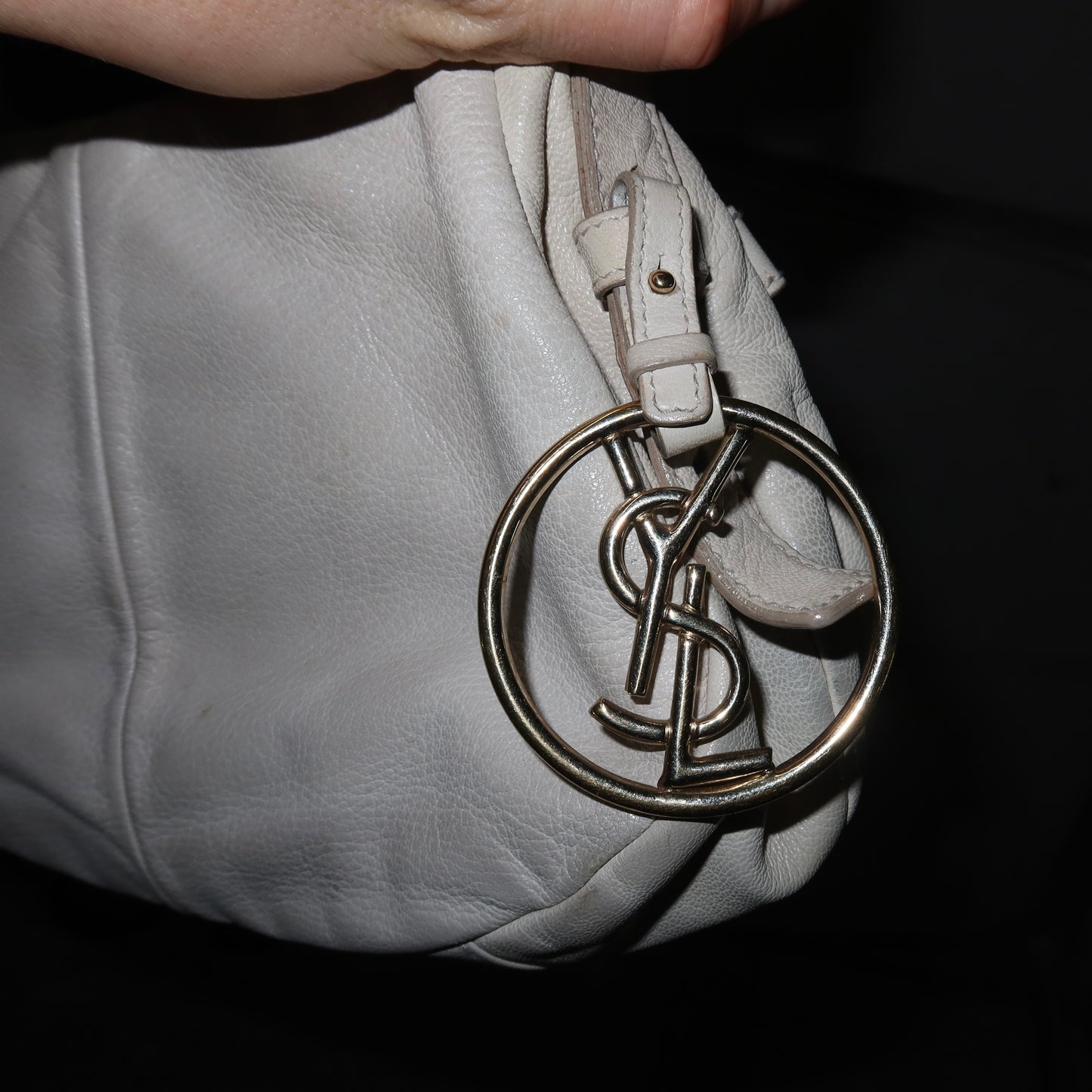 YSL White Saharienne Bag