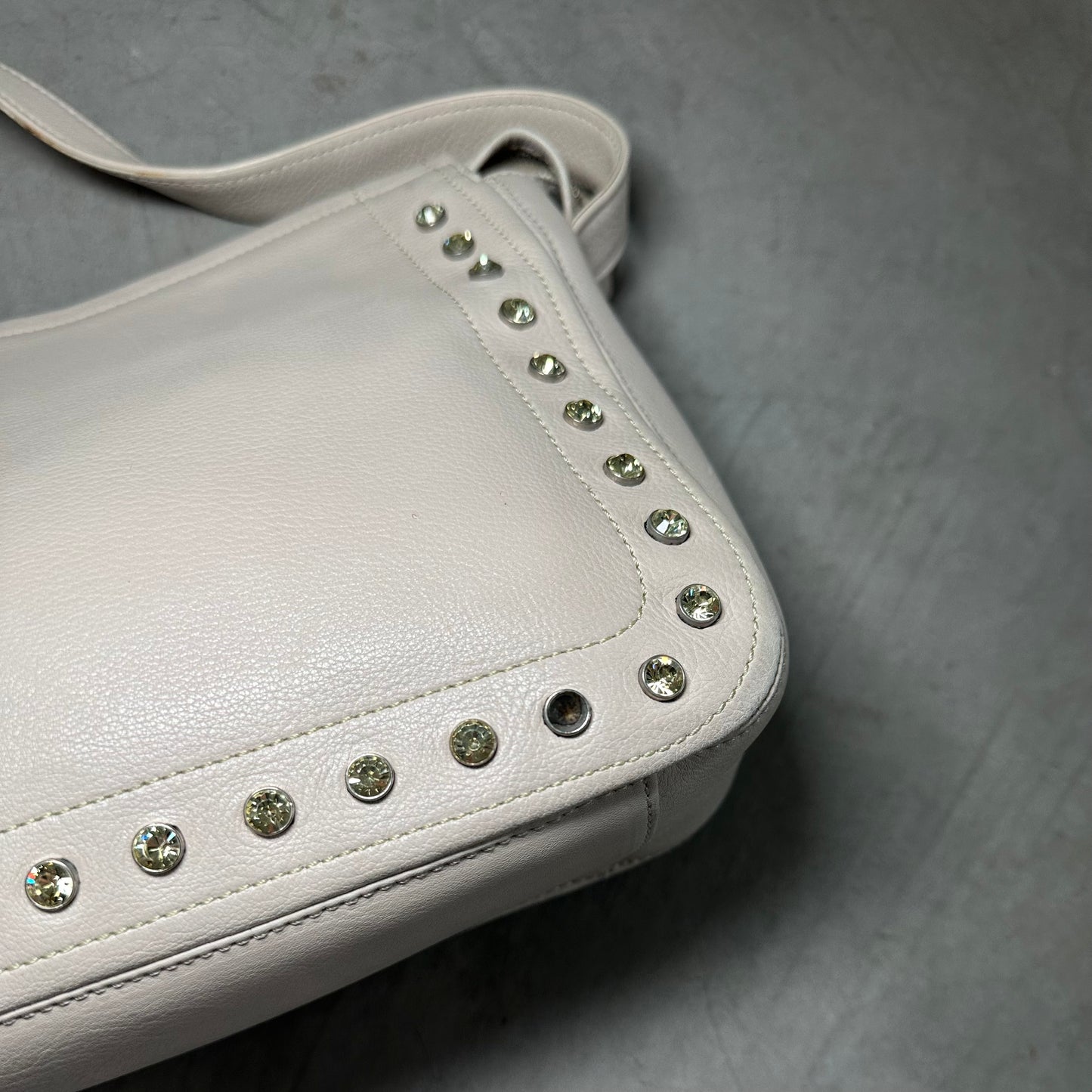 Versace White Leather Gem Studded Bag