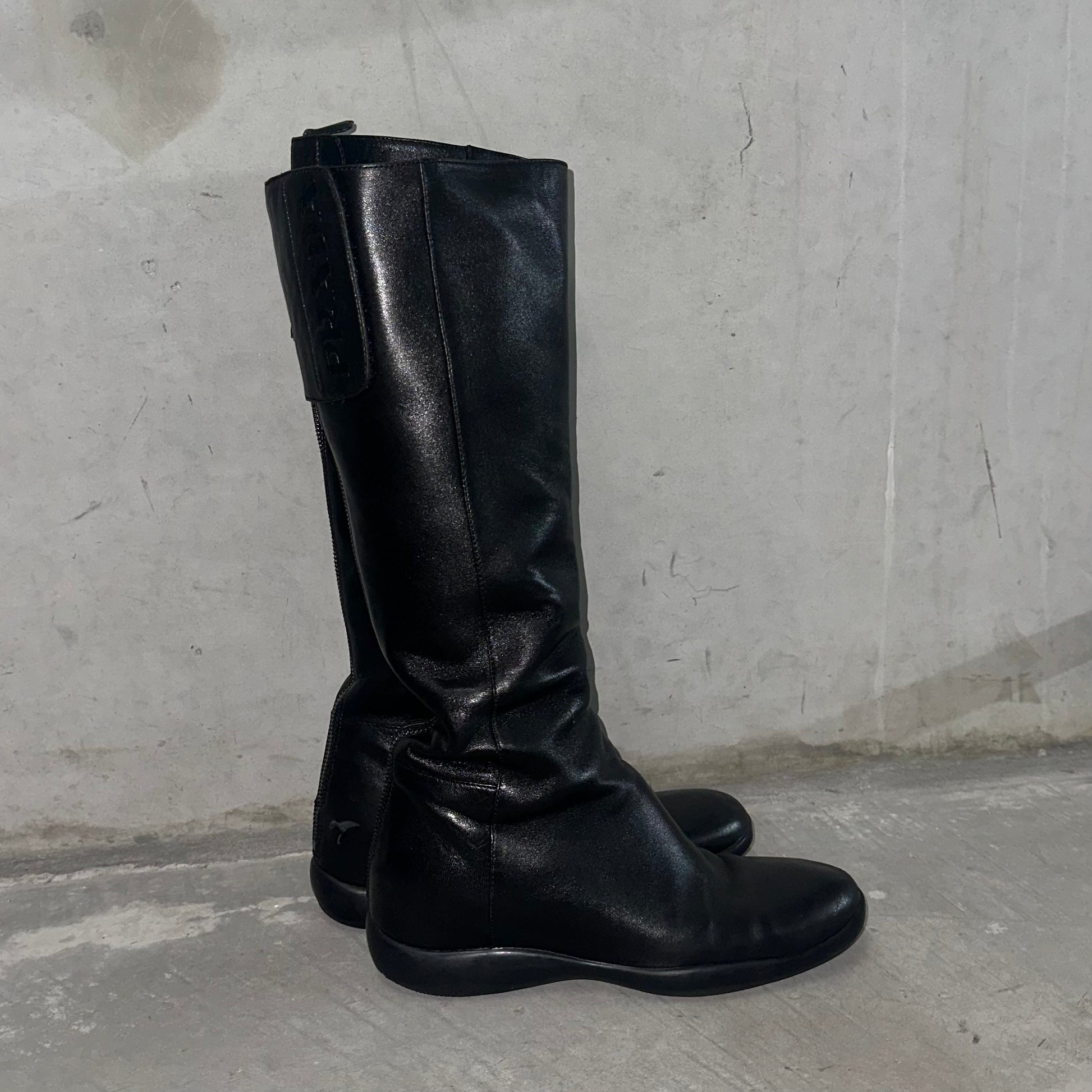 Prada black best sale knee high boots