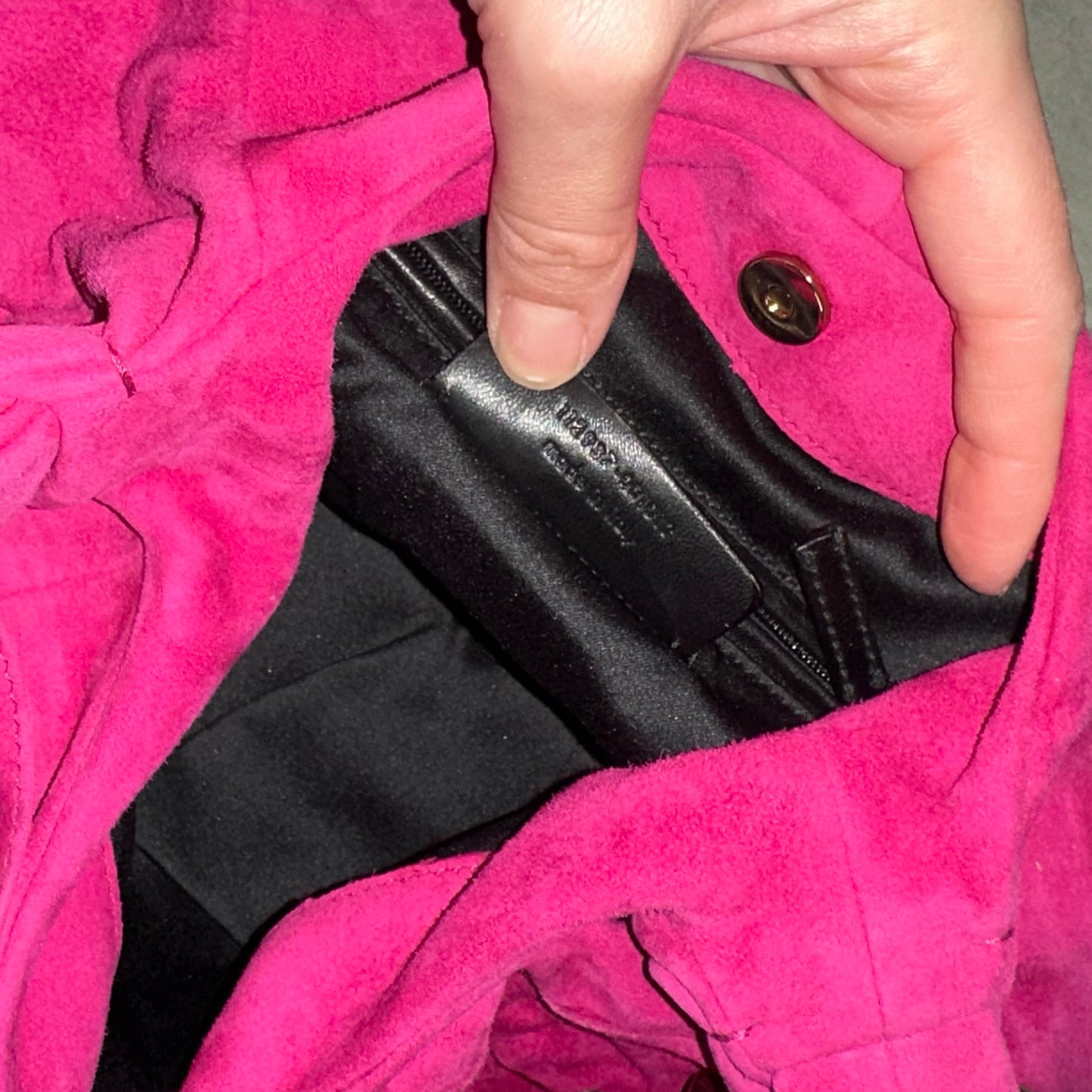 YSL Rare Hot Pink Suede Nadja Bag with Gold Hardware