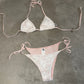 Moschino Baby Pink Bikini with White Lace Overlay