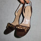 Celine Croc Print Leather Heels with Gold Charm Hardware (38)