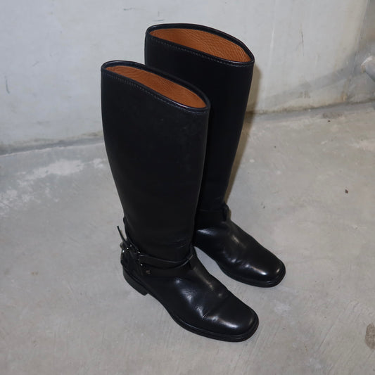Celine Black Leather Horse-Bit Boots (37)