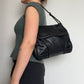 Escada Black Leather Logo Flap Bag