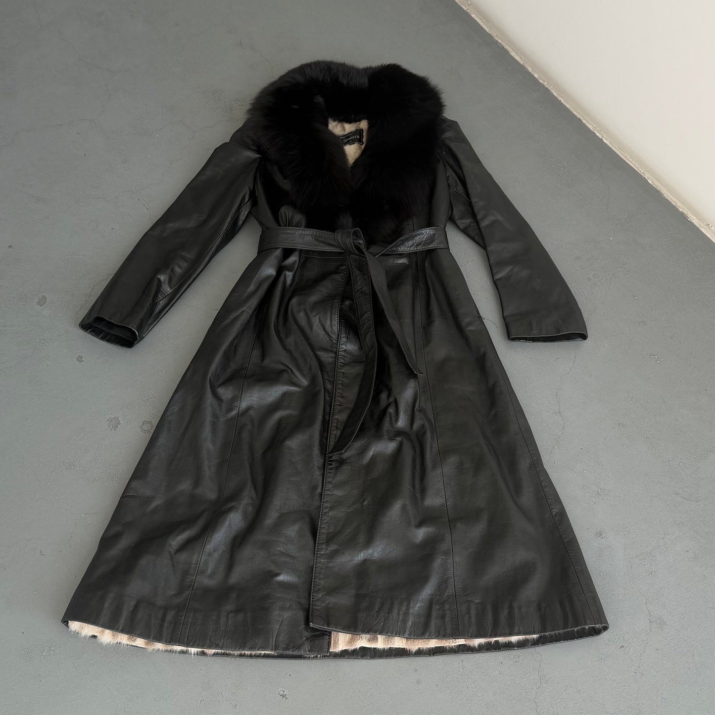 Vintage Leather Fur Lined Trench