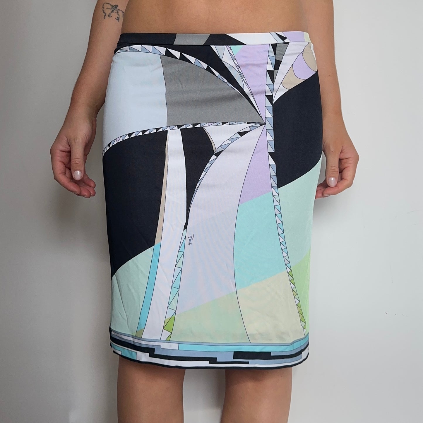 Emilio Pucci Slinky Patterned Midi Skirt