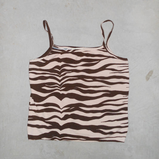 Blumarine SS2000 Brown Zebra Knit Tank