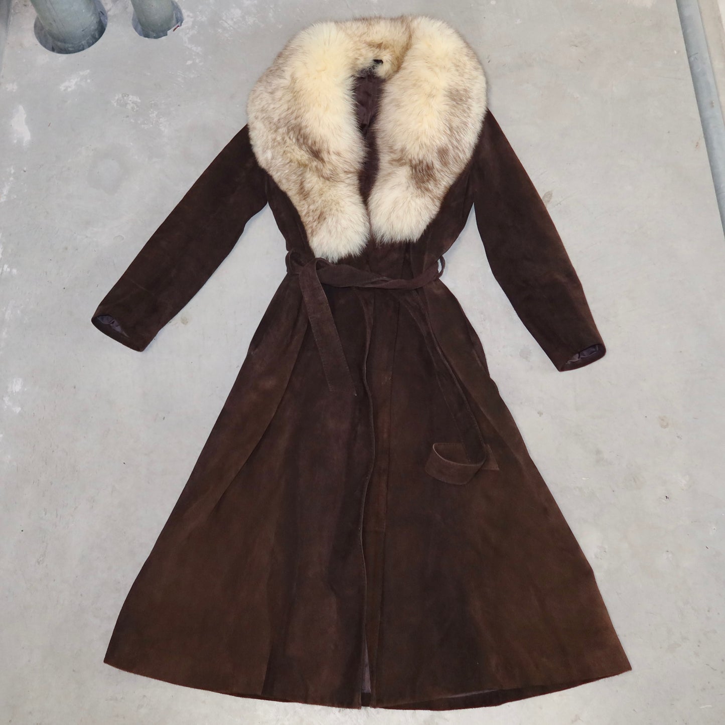 Vintage Suede and Fox Fur Trench