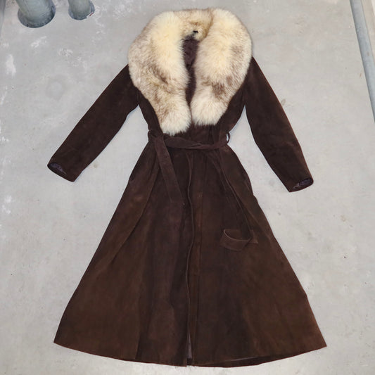 Vintage Suede and Fox Fur Trench