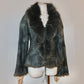 Vintage Green Leather and Real Fur Coat