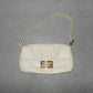 Fendi White Leather Baguette