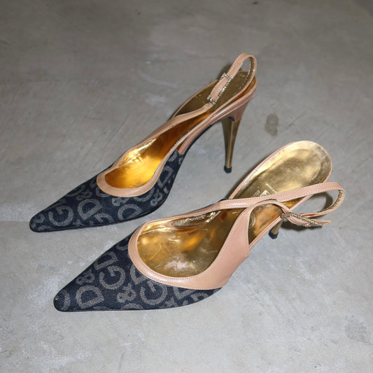 D&G Monogram Denim Heels (37)