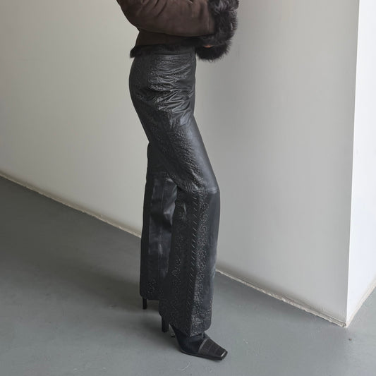 Philosophy di Alberta Ferretti Embroidered Leather Trousers