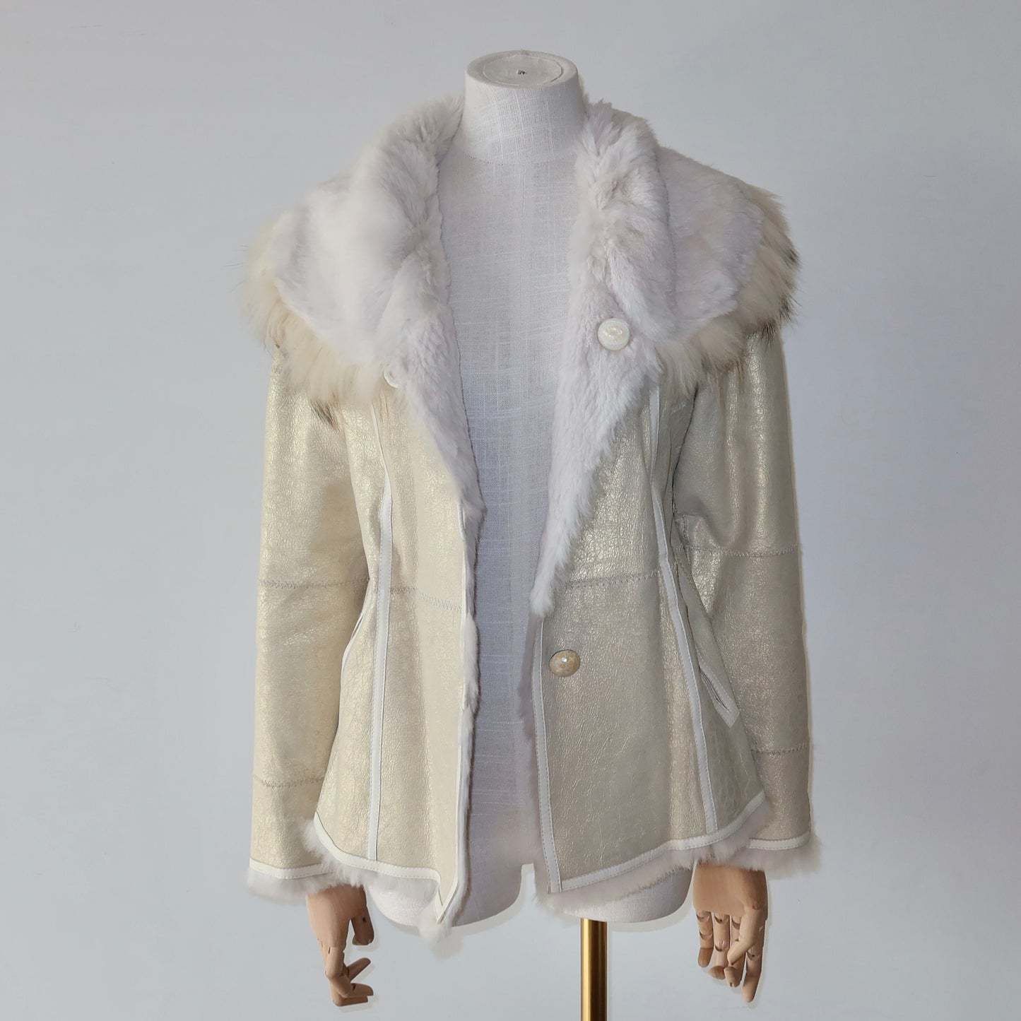 Vintage Gold Leather and Real Fur Reversible Jacket