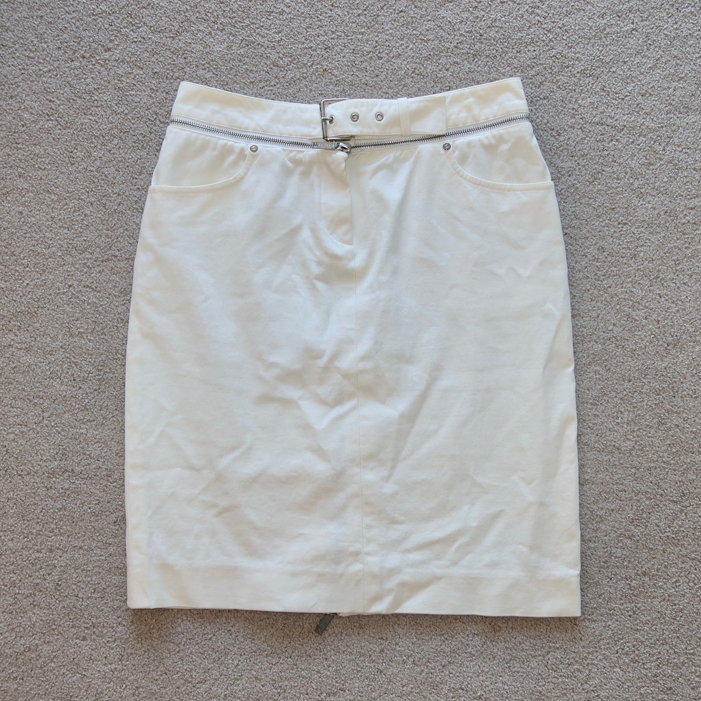 Celine White Zip Skirt