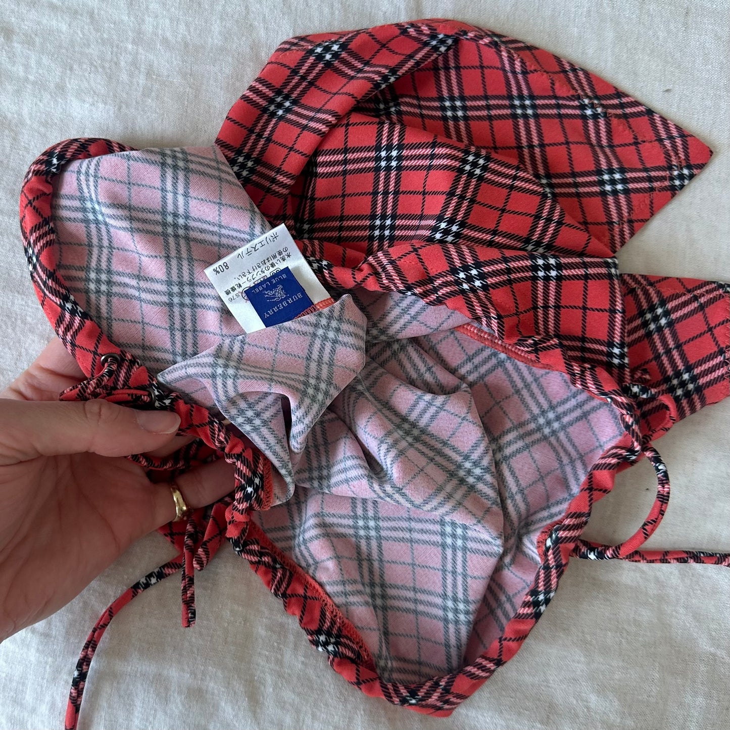 Burberry Red Nova Check Three Piece Bikini