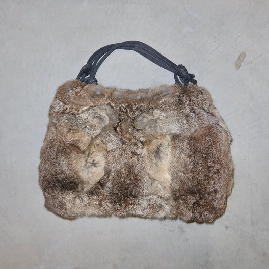 Vintage Grey Rabbit Fur Bag