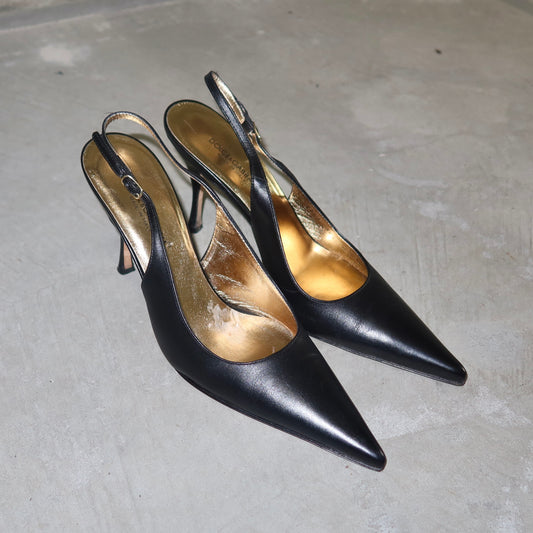 Dolce & Gabbana Black Leather Slingbacks (38.5)