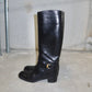 Gucci Black Leather Horsebit Boots (37)