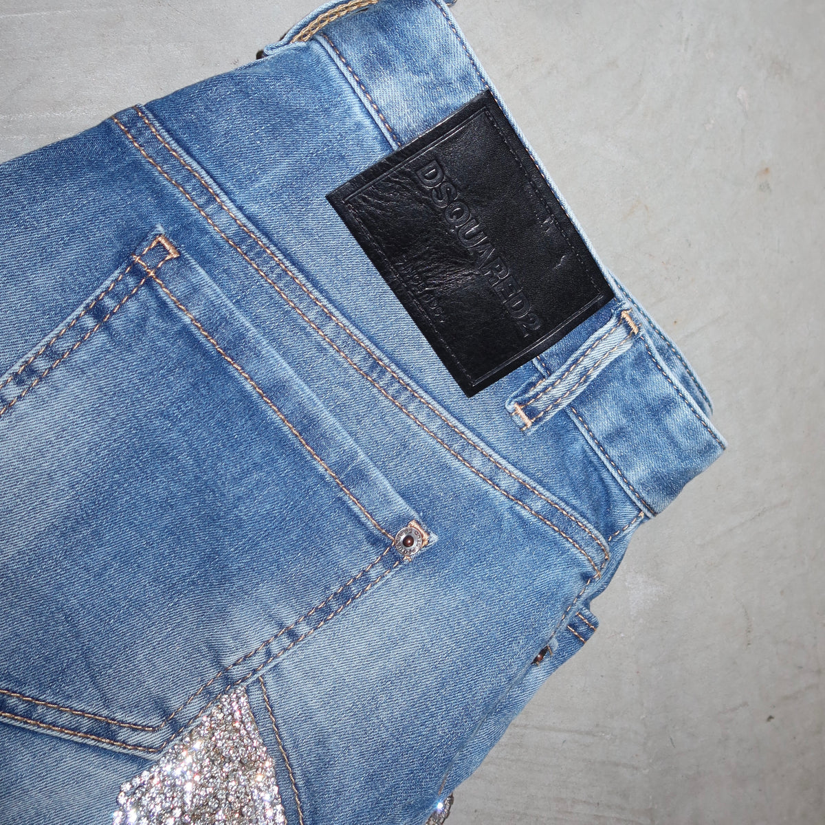DSquared2 Rhinestone Fringe Denim Skirt