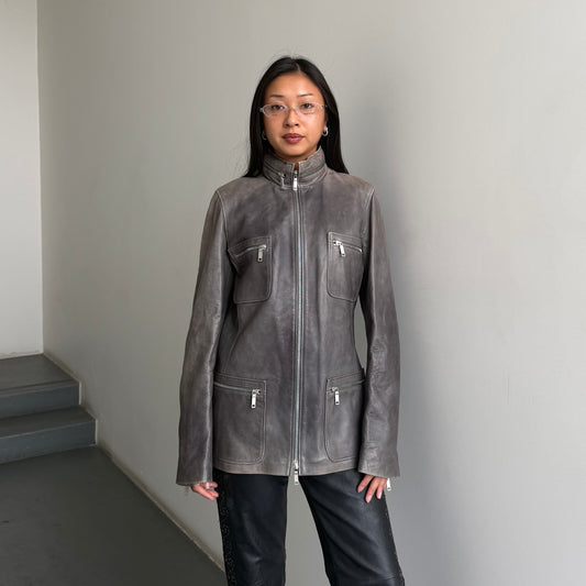 Celine Grey Leather Jacket