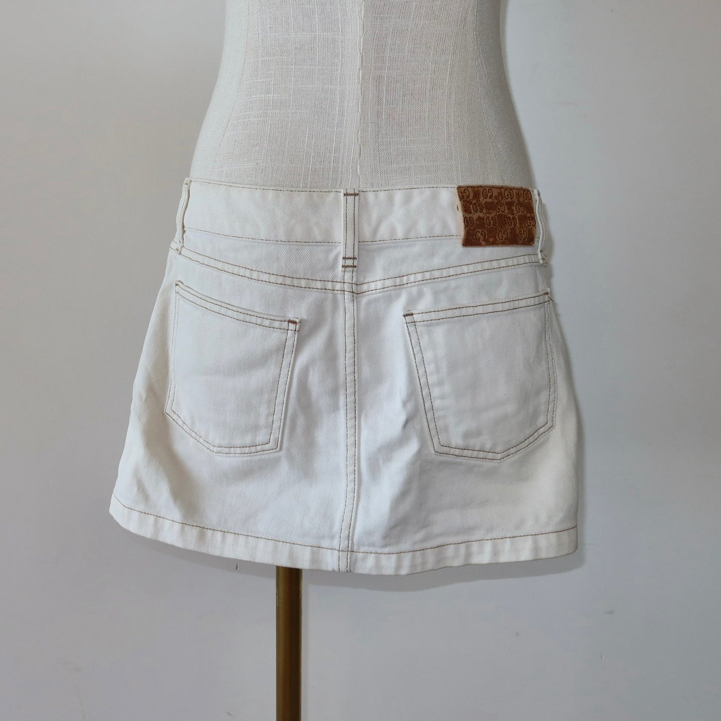 Gucci Cruise 2006 White Denim Mini Skirt