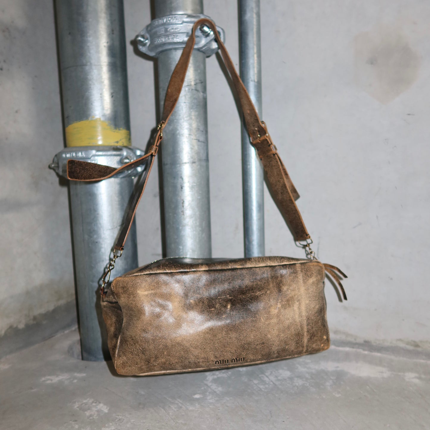 Miu Miu Distressed Leather Camera Bag