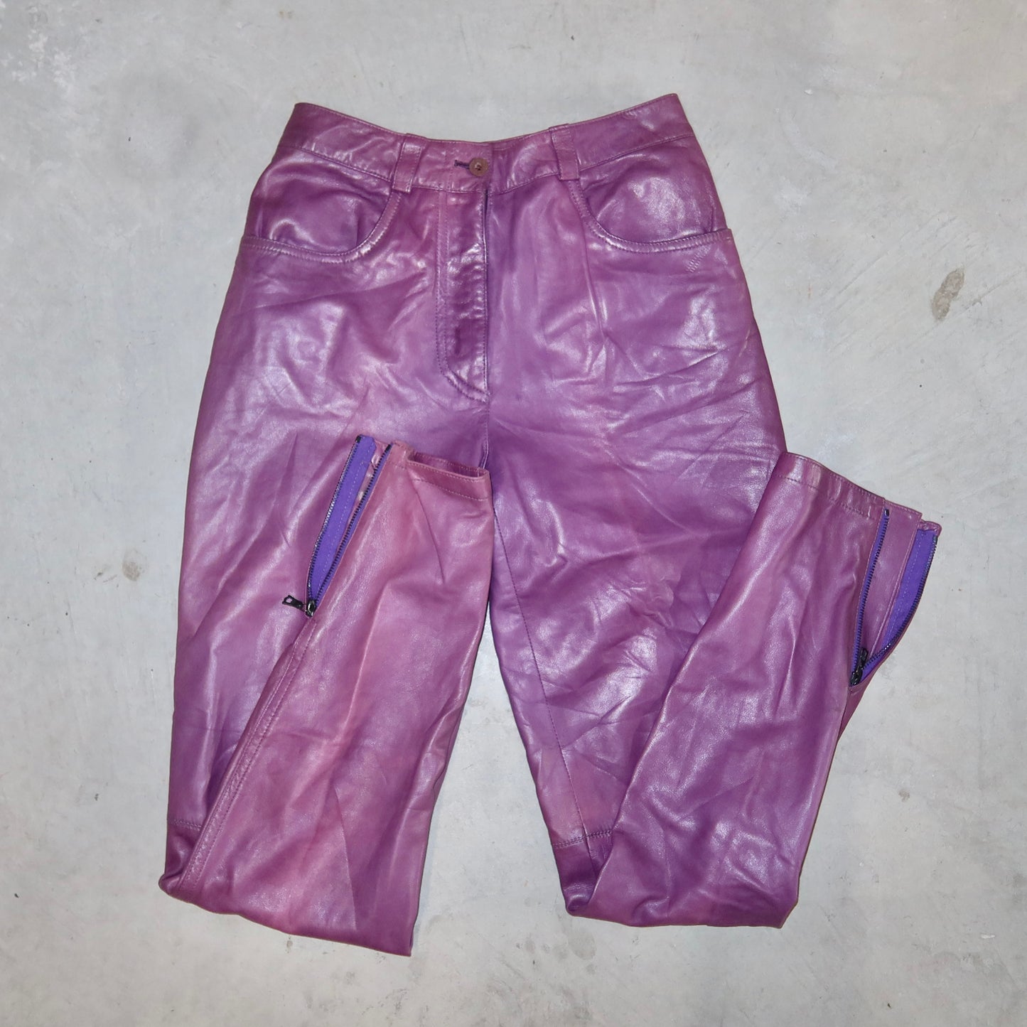 Gianni Versace Purple Leather Pants