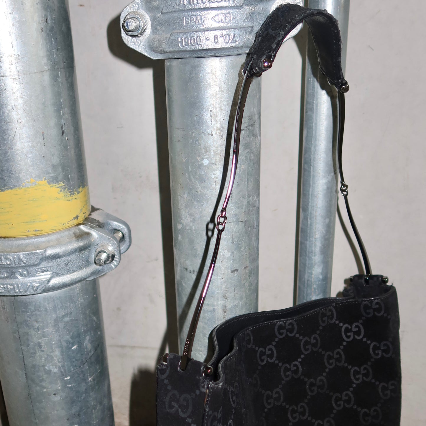 Gucci Suede Horsebit Handle Monogram Bag