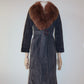 Vintage Suede Trench with Real Fur Collar