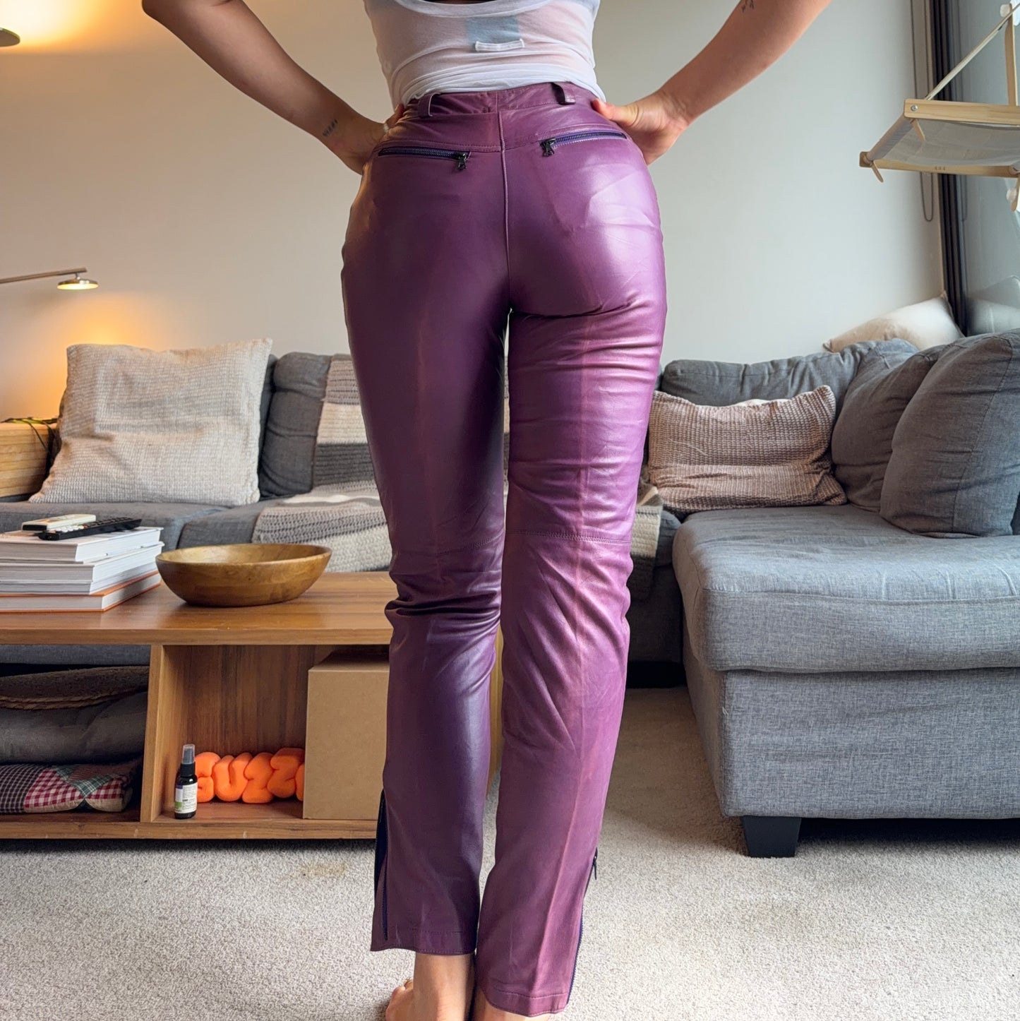 Gianni Versace Purple Leather Pants