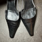 Prada Black Leather Sling-Backs with Plaque Detail (39.5)