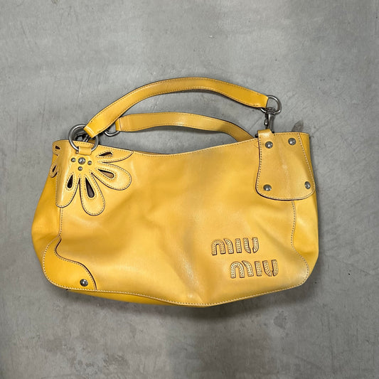 Miu Miu Yellow Logo Shoulder Bag