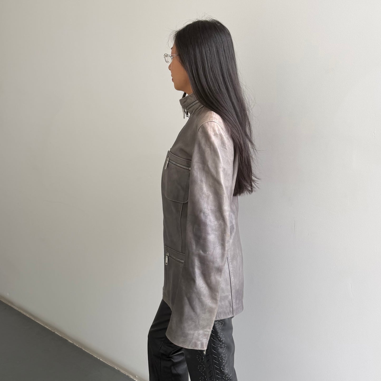 Celine Grey Leather Jacket