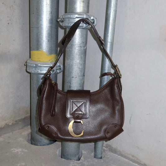 Chloé Brown Leather Crescent ‘C’ Logo Bag