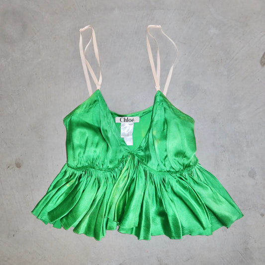 Chloé AW2004 Green Silk Top