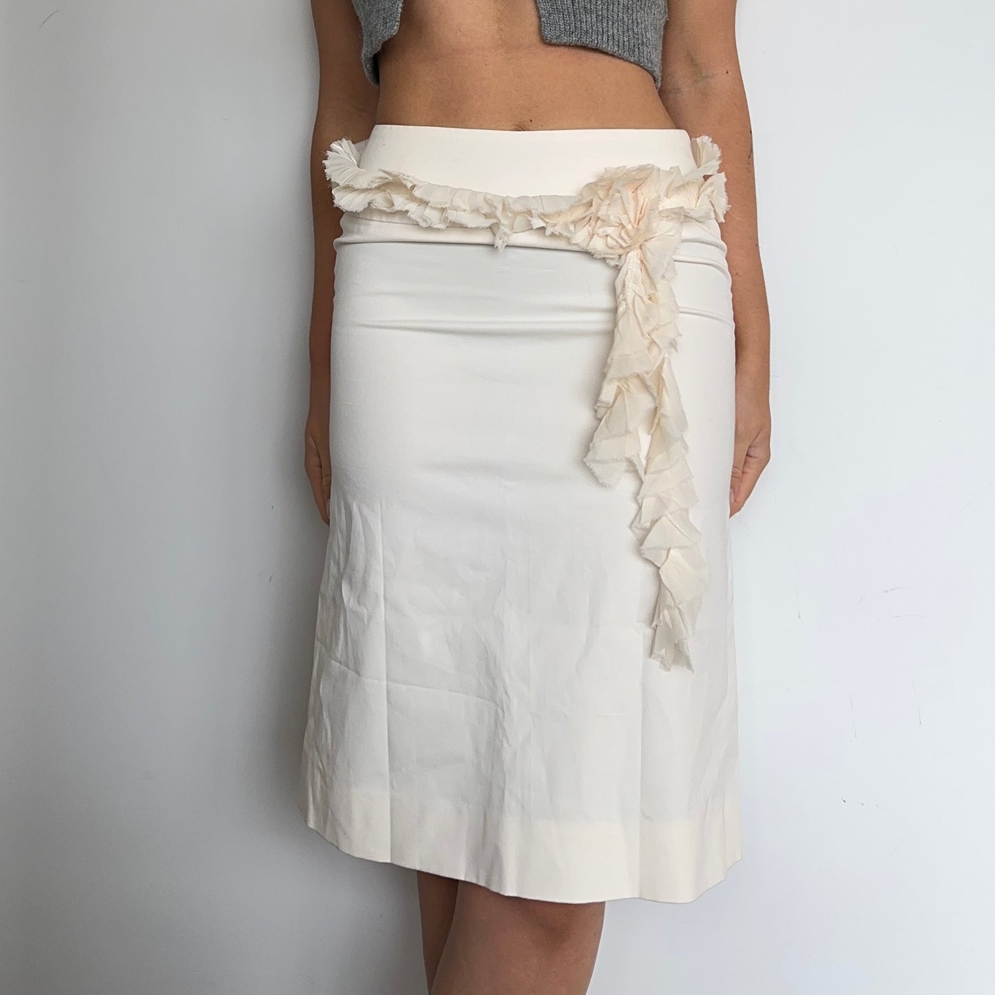 Chloé SS2002 White Ruffle Skirt