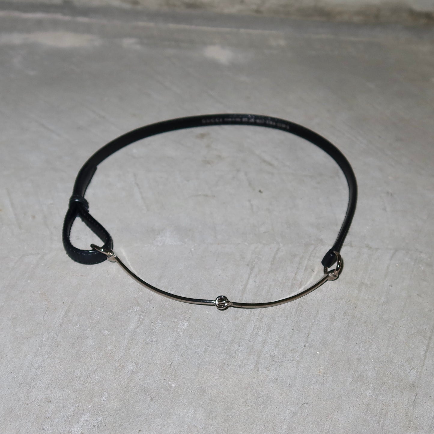 Gucci Black and Silver Skinny Horsebit Belt