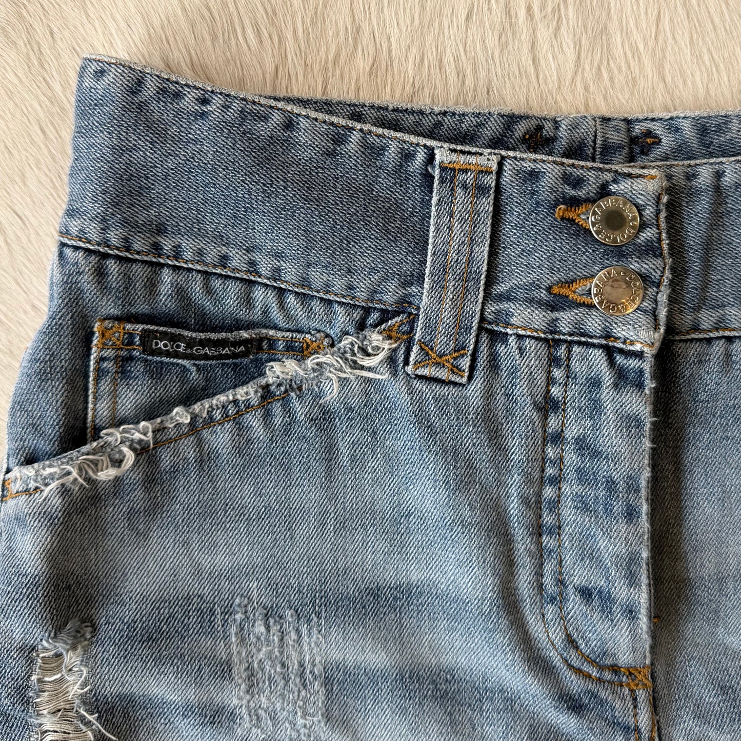 Dolce & Gabbana SS2003 Rhinestone Denim Mini