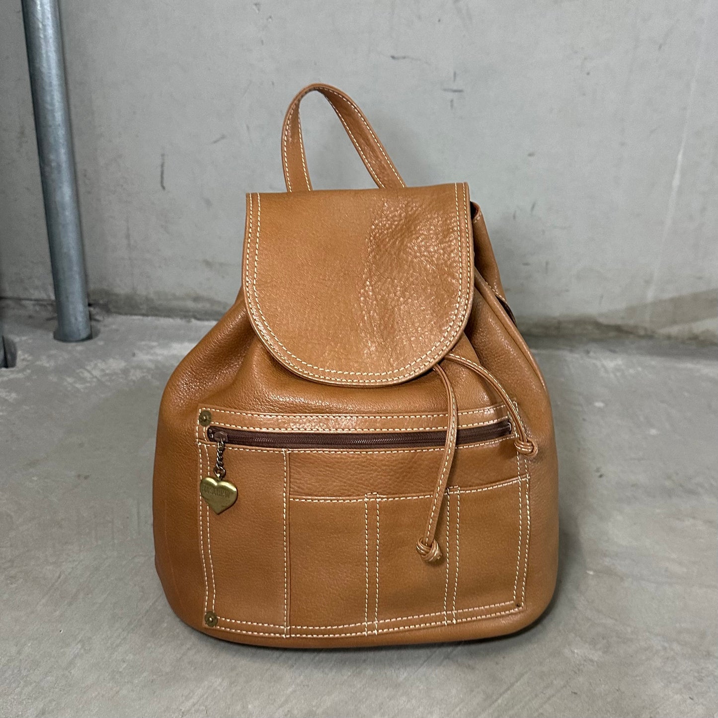 Moschino Brown Leather Backpack