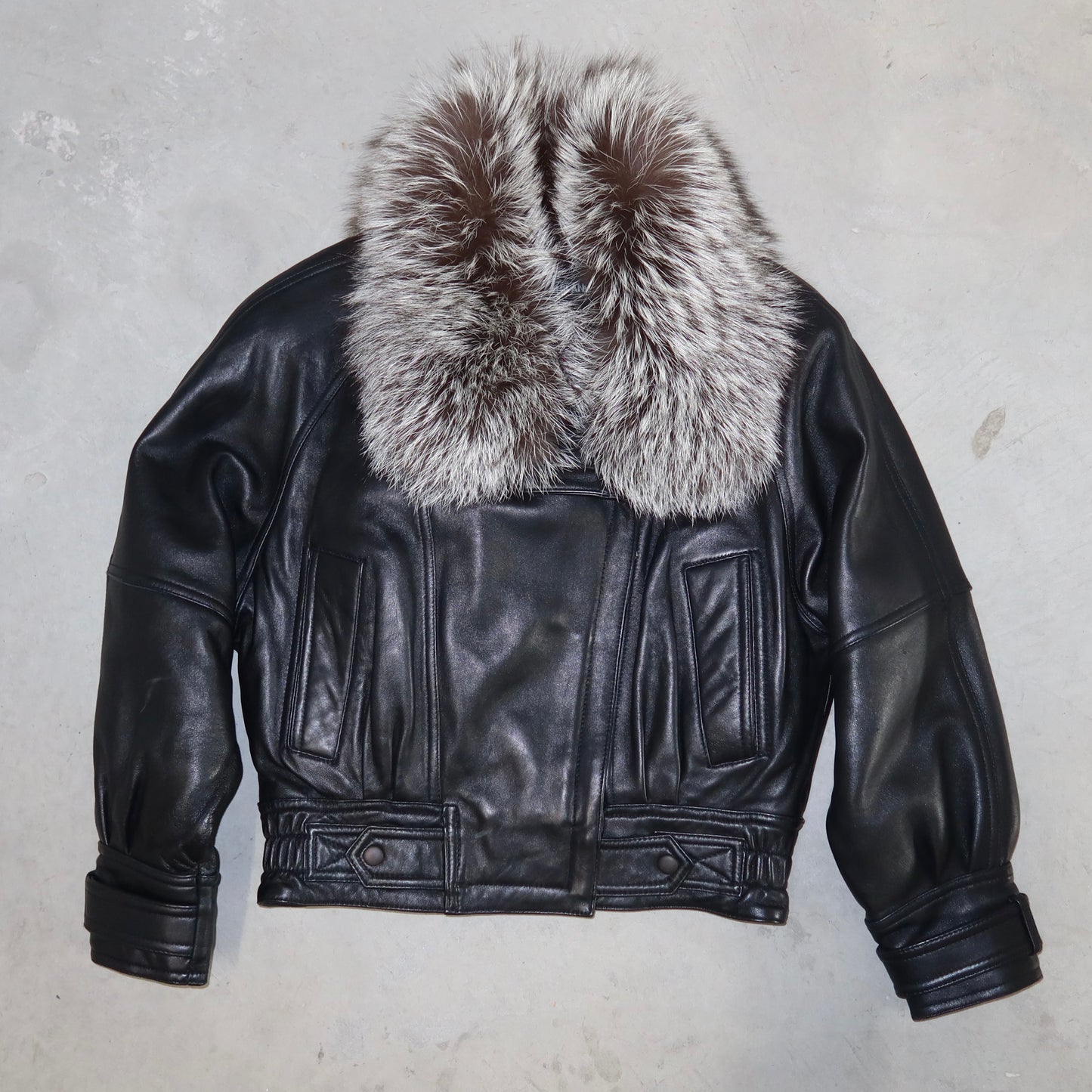 Vintage Leather and Fox Fur Bomber