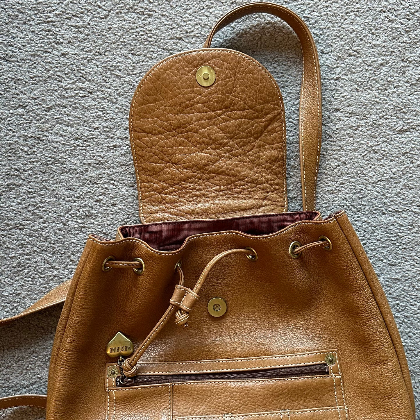 Moschino Brown Leather Backpack