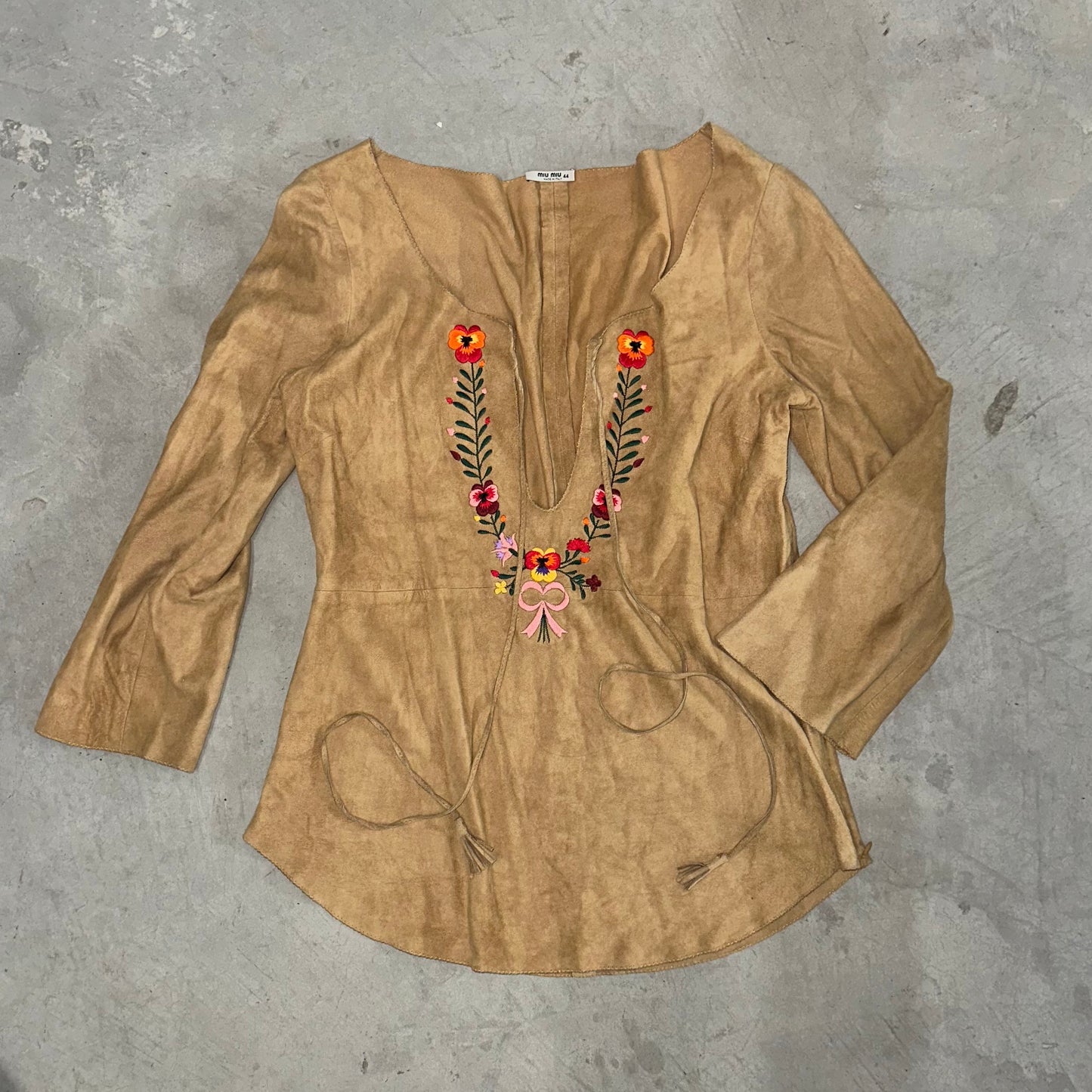 Miu Miu Rare Suede Embroidered Top